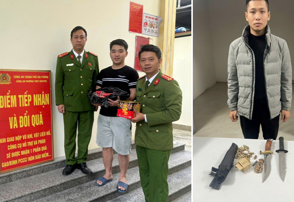 Công an phường Thuỷ Nguyên: Vận động thu hồi 35 viên đạn và 5 kg pháo